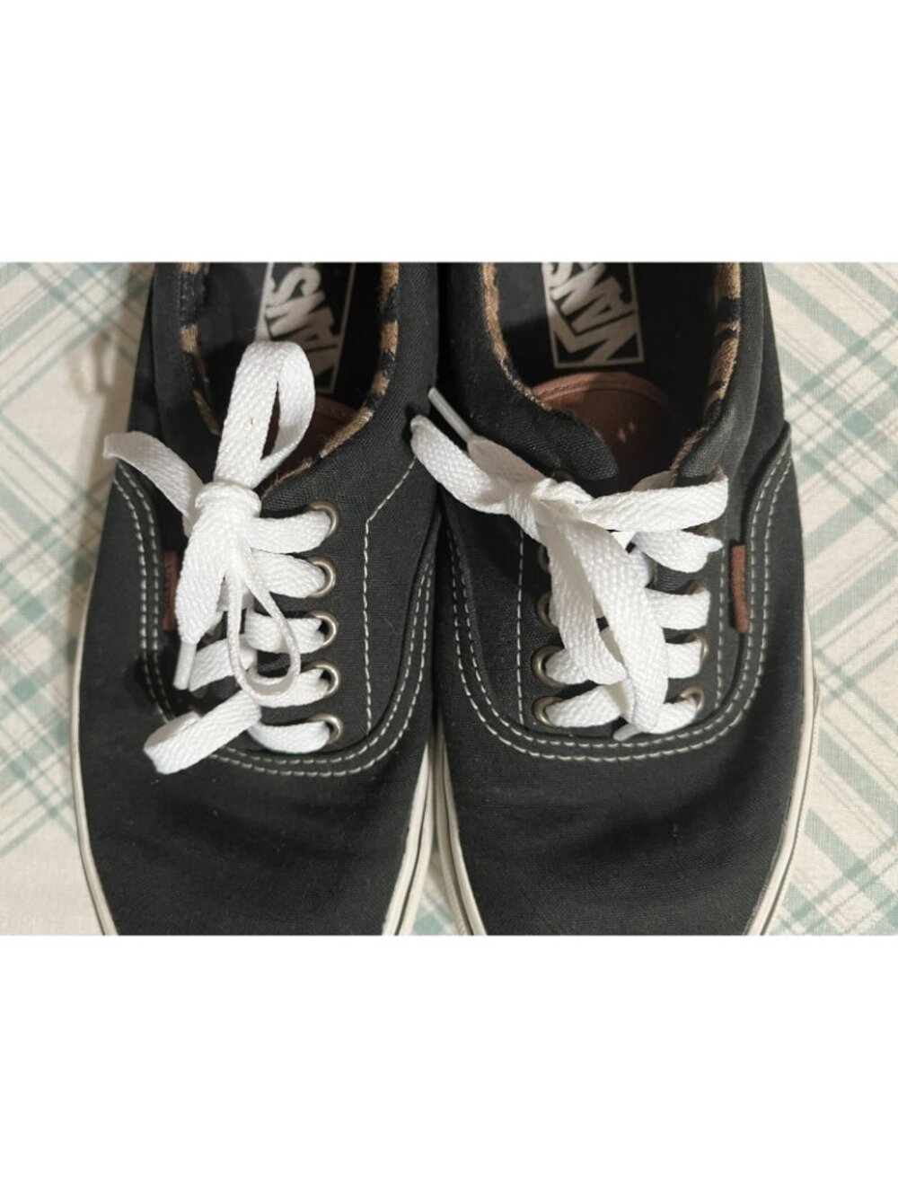 Vans Old Skool Trainers 8.5 Black Canvas Leopard Print Trim Lace Up Sneakers - Picture 9 of 11
